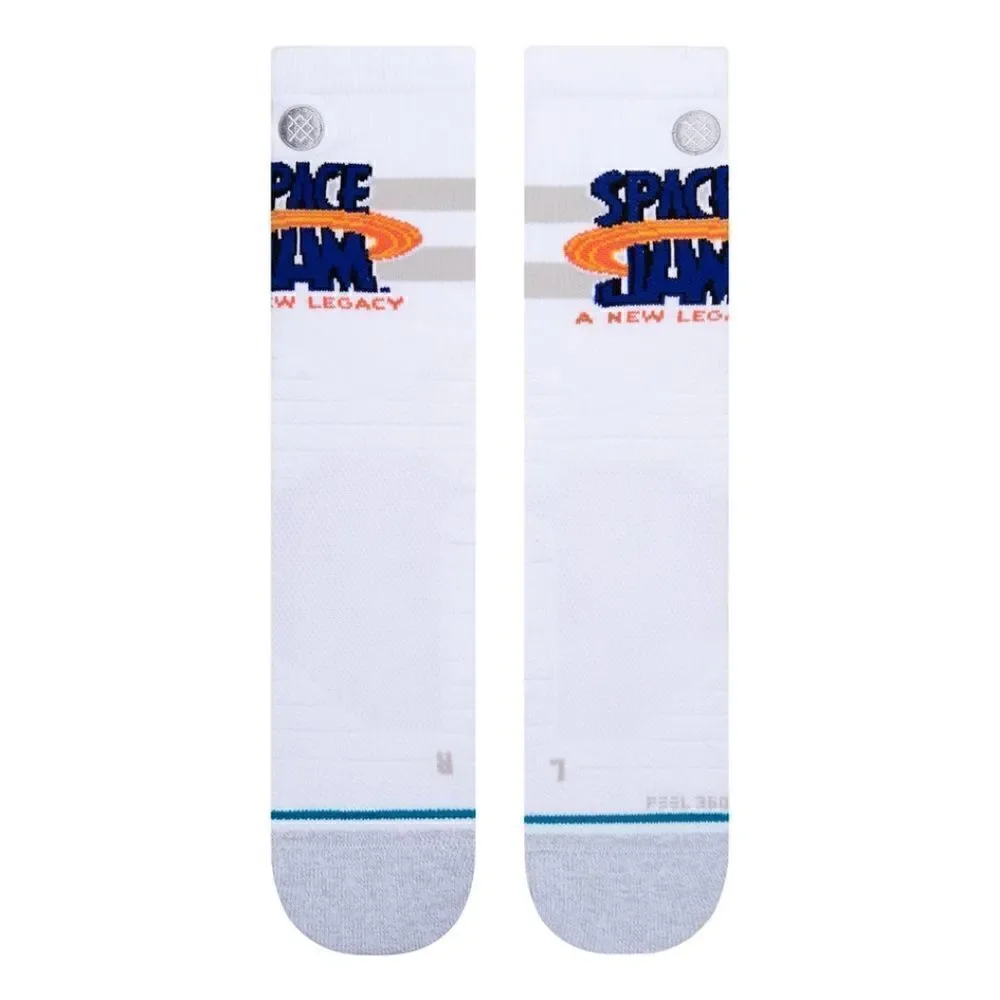 Stance Space Jam Sport Crew Socks Performance White Blue Basketball Running Gym